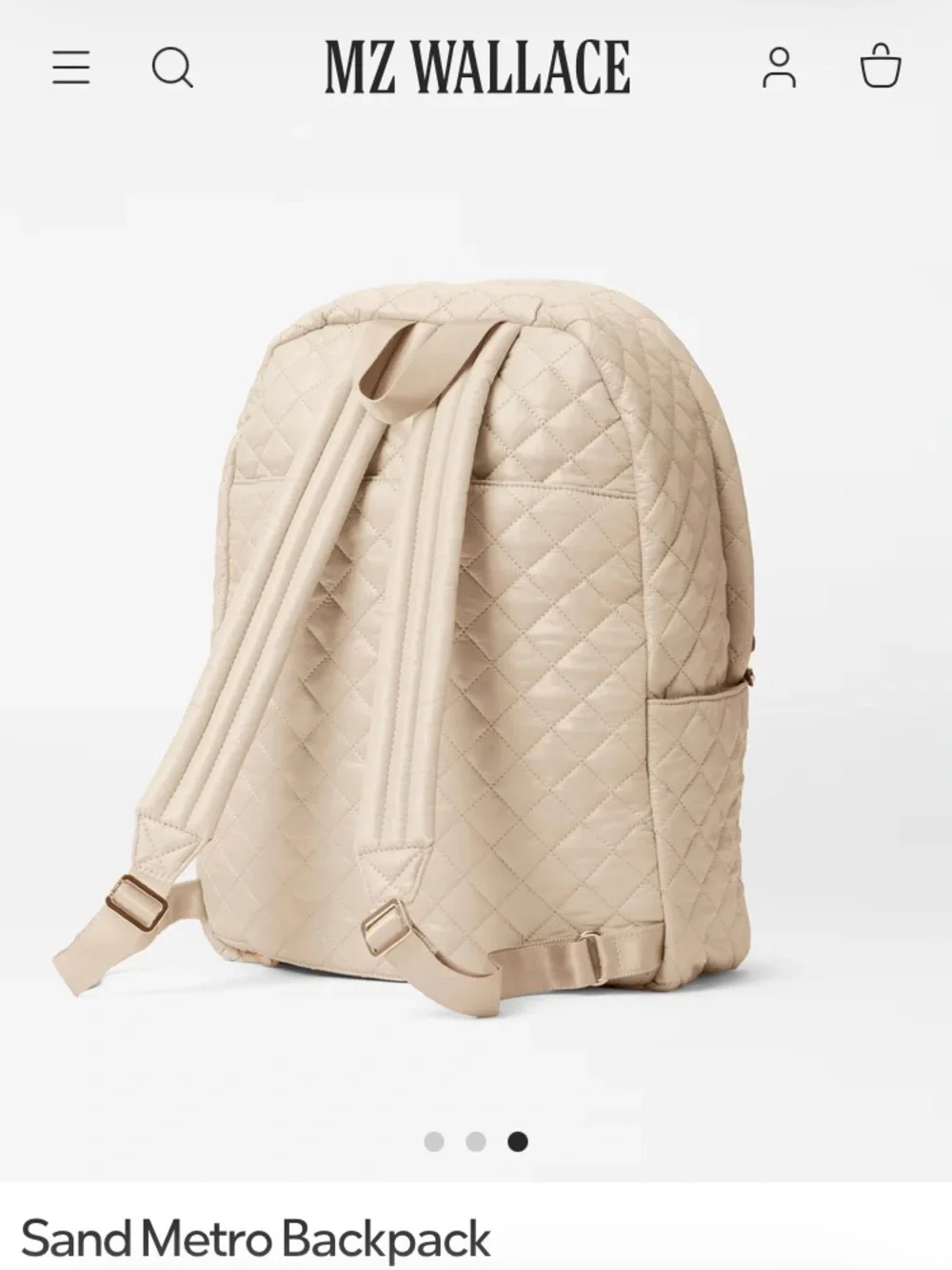 MZ Wallace Sand Quilted Metro Backpack with Gold Hardware